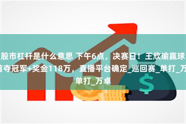 股市杠杆是什么意思 下午6点，决赛日！王欣瑜赢球=首夺冠军+奖金118万，直播平台确定_巡回赛_单打_万卓